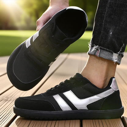 Herresneakers med bred tåboks, barfodssko, minimalistiske, åndbare og komfortable udendørs gåsko, sporty casual blå sko 2025