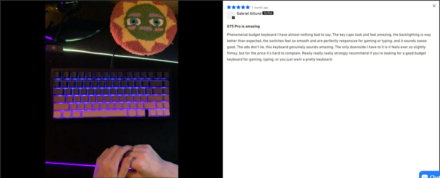 Teclado mecánico inalámbrico MCHOSE G75 Pro, diseño 75%, montaje gasket, 5 capas de amortiguación, retroiluminación RGB, triple modo y hot-swappable