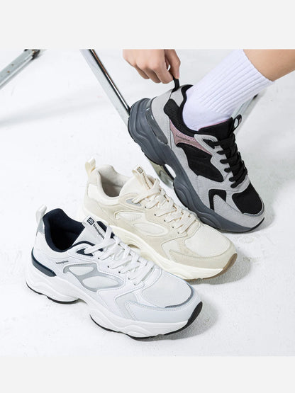 Baasploa Women Walking Shoes Lightweight Mesh Breathable Sport Shoes Comfort Soft Female Leather Height Increase Casual Sneakers