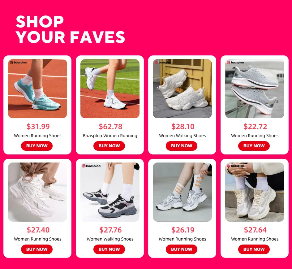 Chaussures de course pour femme Baasploa : baskets de jogging légères et tendance en mesh, antidérapantes, pour femme, d'extérieur, respirantes, colorées et décontractées