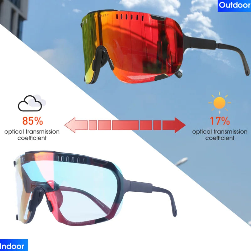 Original DEVOURS Photochromic Cycling Sunglasses Men women Sport Mountain Bike bicycle Glasses MTB Eyewear Discoloration