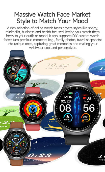 2026New AI-Diagnosis Care Smartwatch ECG+PPG Accurate Uric Acid Blood Pressure Body Fat Five organ Fitness Waterproof Smartwatch