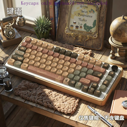 Coffee, Fantasy Dust MOA Keycap PBT 112 Key, Customized for 60/84/98/108MX Switch Mechanical Keyboard
