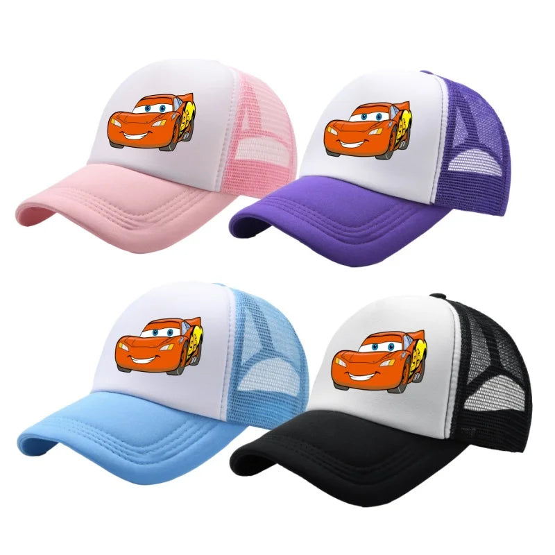 Anime Cars Lightning McQueen Cartoon Figure Print Fashion Baseball Cap Girls Boys Summer Casual Adjustable Sun Hat Birthday Gift