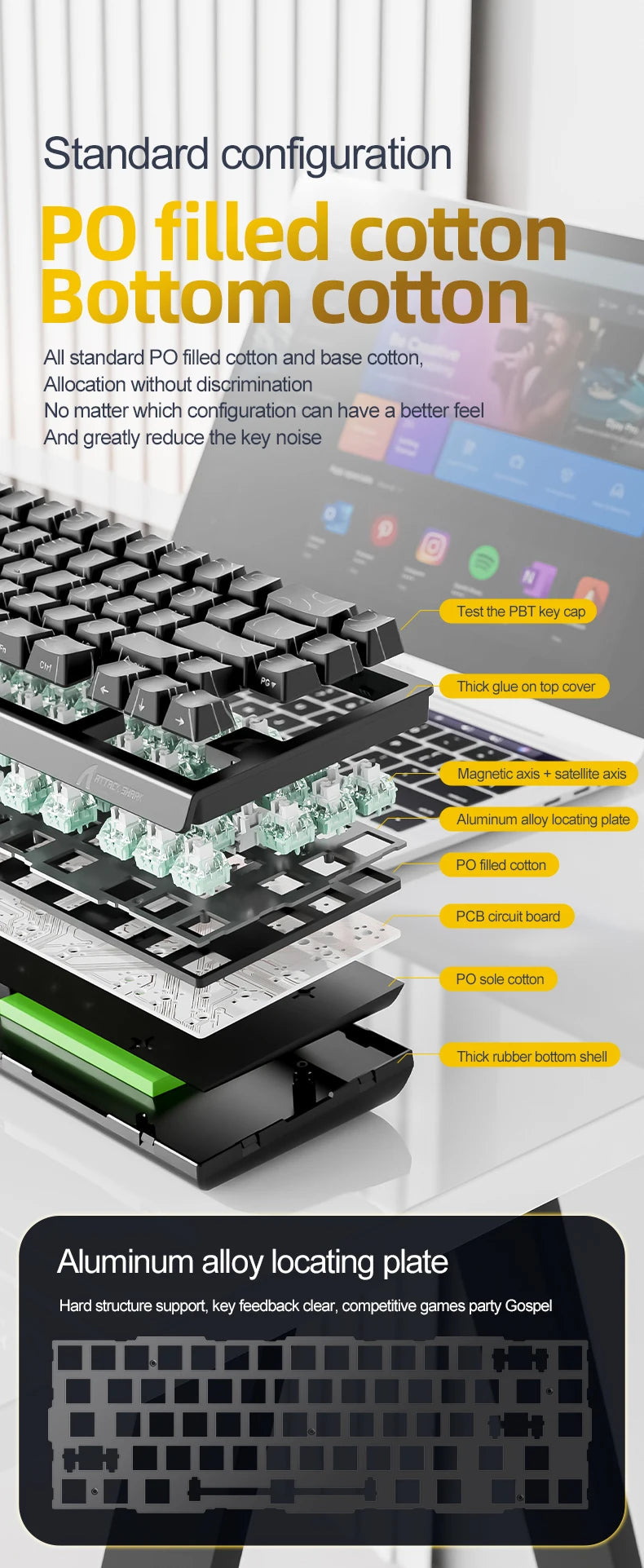 ATTACK SHARK X68HE Esports Magnetic Axis Keyboard 8KHz Return Rate, Total Area 0.01mm, and 0.125ms Rate Class Ultra-Low Latency