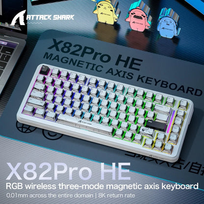 ATTACK SHARK X82Pro HE Wireless Magnetic Axis Gaming Keyboard 8KHz Rate 0.01mm RT Precision 5000mAh Tri Mode RGB 82 Keys PBT