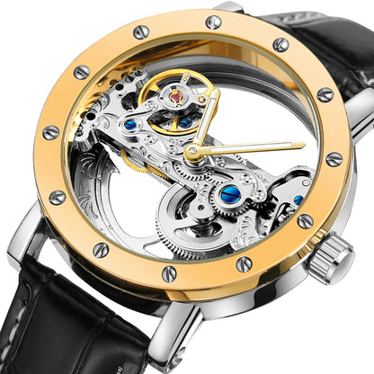 2026 Top Brand Luxury Steel Skeleton Tourbillon Automatic Watch Men Leather Mechanical Waterproof Luminous Elegant Wrist Clock