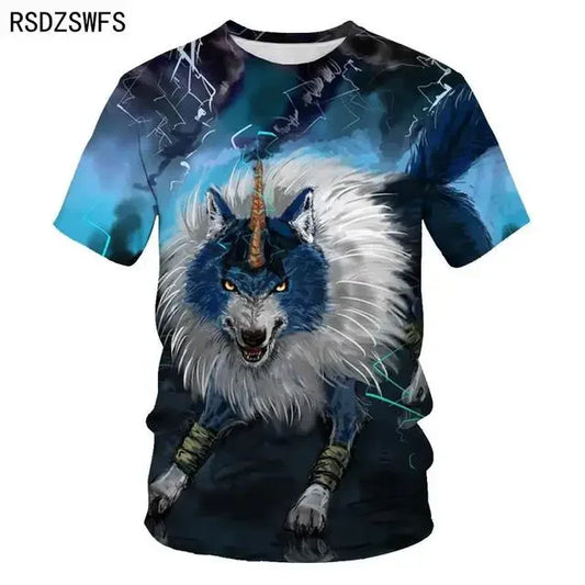 3D Fierce Animal Printed Men's Clothing Casual Fashion Wolf Pattern Short Sleeve Pullover Outdoor Daily Trend T-shirts For Men
