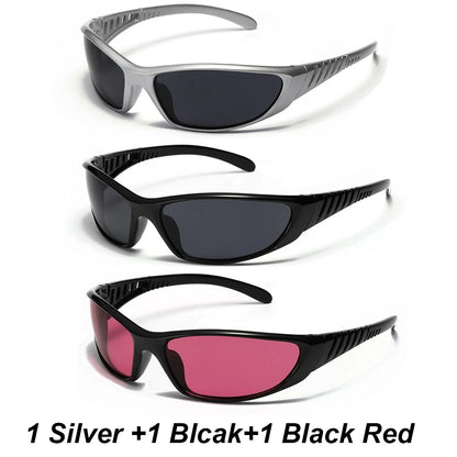 Y2K Silver Sunglasses Color Hollowed Out Future Sense Of Technology Hot Girls Net Red Sunglasses Women Sunglasses Trendy Men