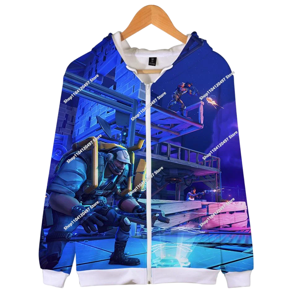 2024 New Game Zipper Hoodie Children's Sweatshirt Fortnite Pullover Sweatshirts Fashion Boys and Girls Clothing