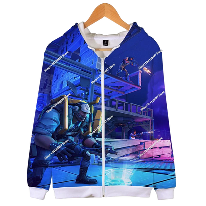 2024 New Game Zipper Hoodie Children's Sweatshirt Fortnite Pullover Sweatshirts Fashion Boys and Girls Clothing