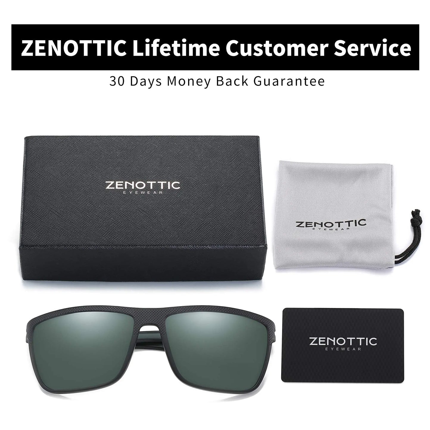 ZENOTTIC Polarized Sunglasses for Men Shades Lightweight TR90 Frame UV400 Protection Square Outdoor Trave Driving Sun Glasses