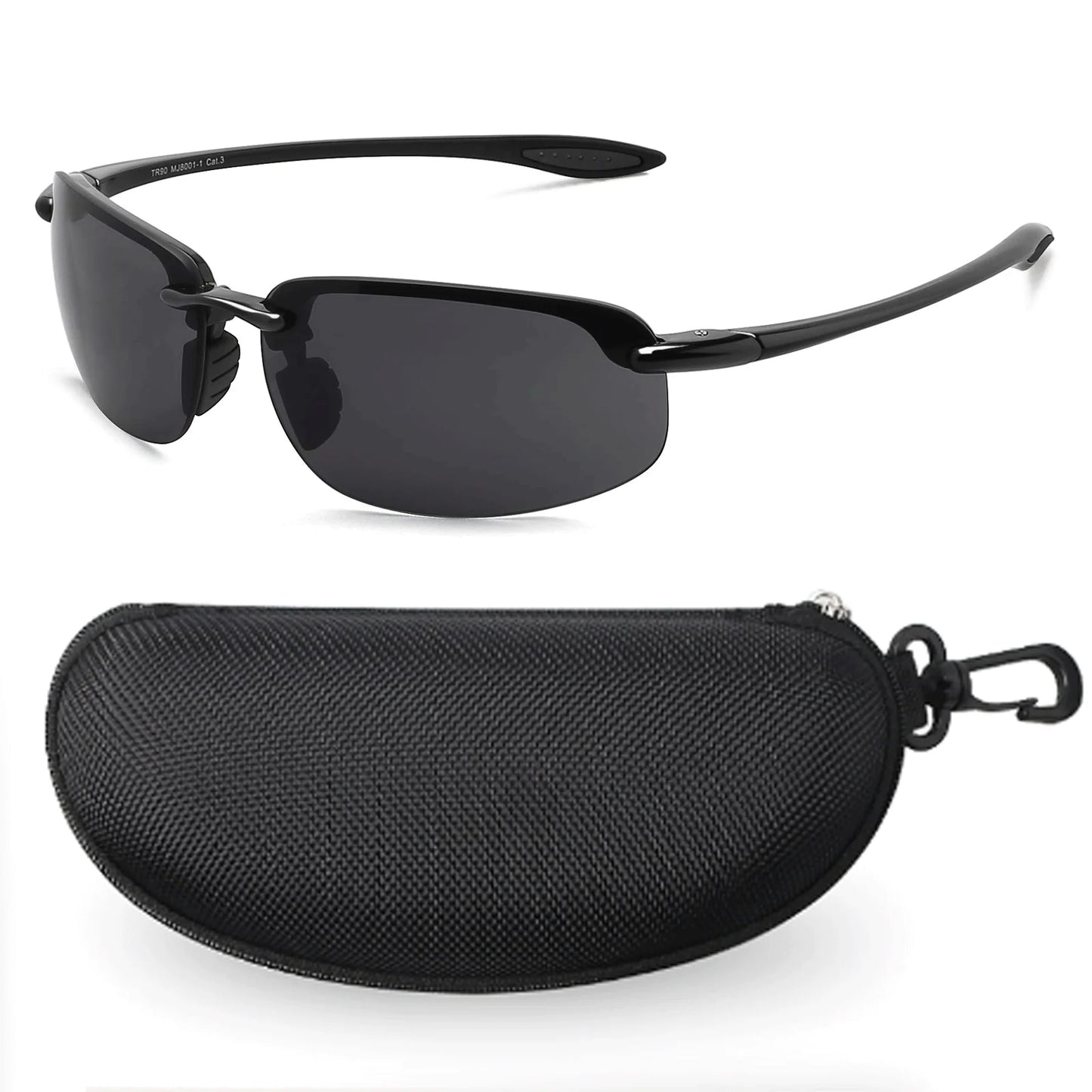 MAXJULI Polarized Sports Sunglasses for Men Women TR90 Rimless Frame Protection for Running Fishing  Driving UV400 8001