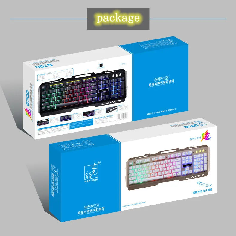 USB Keyboard G700 Waterproof business personality mechanical feel metal glow mobile phone stand gaming keyboard