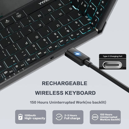 Tastiera pieghevole full-size retroilluminata Jomaa Bluetooth+USB wireless con touchpad e tastierino numerico per laptop Windows