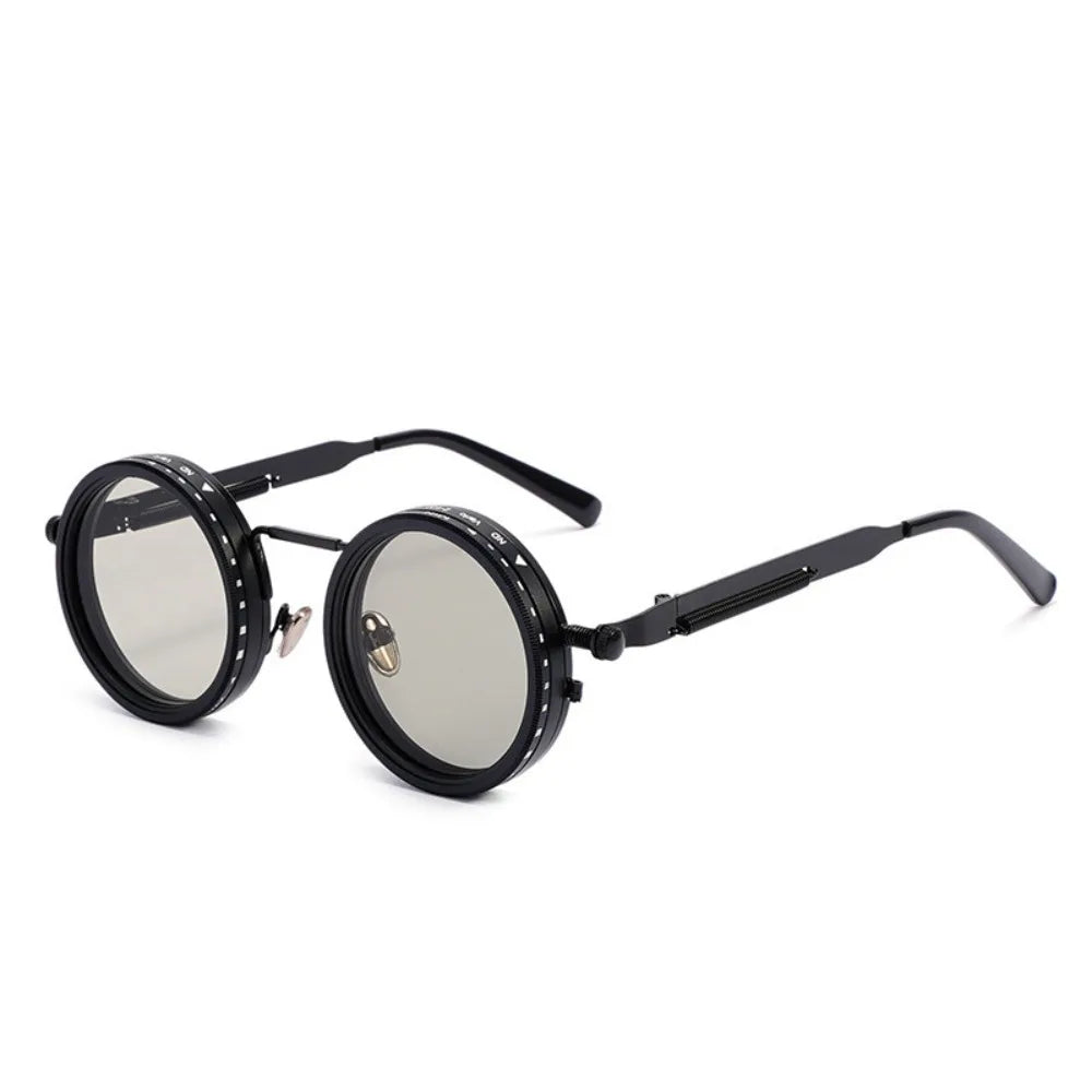 Punk ND9 Anti-UV Sunglasses Round Retro Adjustable Dimming Sunglasses with Glasse Case 9 Level Dimming Anti-UV Glasses Driving