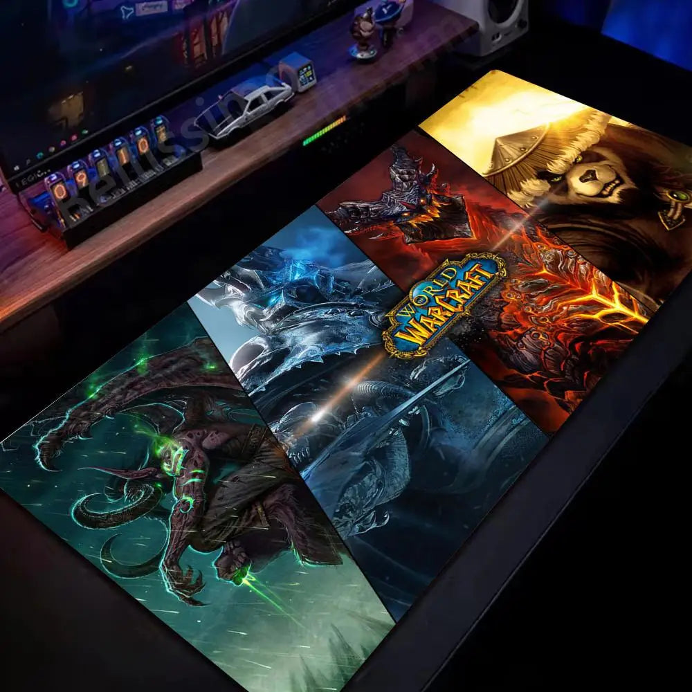 Natural Horde Alliance podloga za miško iz gume, velika podloga za računalniško mizo in tipkovnico, HD World of Warcraft igralna podloga za miško s hitrim zapiranjem robov