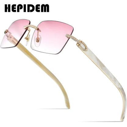 HEPIDEM Buffalo Horn Glasses Men Famous Brand Design Rimless Sunglasses Women Luxury Eyewear Horn-Rim Frameless Buffs Eyeglasses
