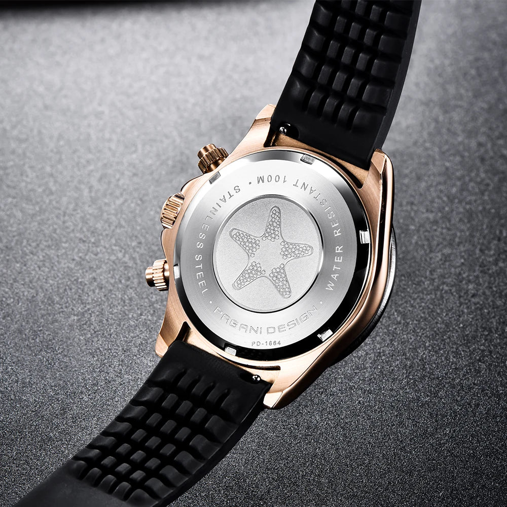 PAGANI DESIGN New Ceramic Bezel Men Quartz Wristwatches Luxurys Sapphire Glass Chronograph 100m Waterproof Stainless Watches Men