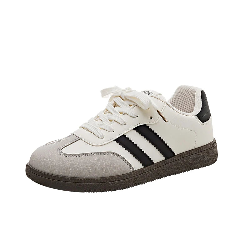HuanQiu Women's Shoes Retro Fashion Casual Flats Female Sneakers Lace-up Comfortable Non-slip German Training Shoes for Women