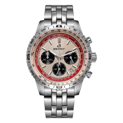 BERNY Chronograph Watches for Men Aviation Multifunction Quartz Men's Watch Date Sapphire Super Luminous Luxury Wristwatch