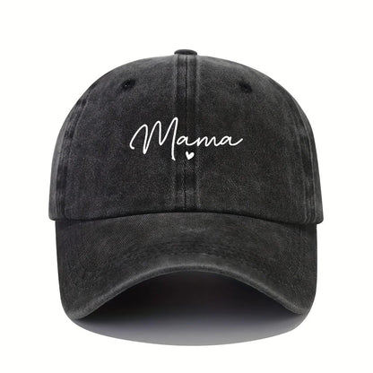 Mom loves patterned printed baseball caps, retro and fashionable women's casual washed dad hats, outdoor soft top sports hats