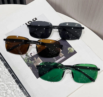 Vintage Sunglasses Rimless Cut Edge Sunglasses Fashion Designer Shades Luxury Brown Green Sunglasses UV400  for Men Women