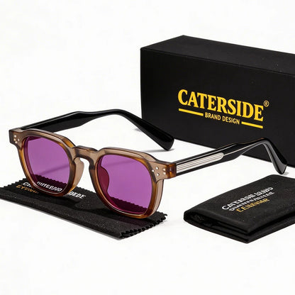 CATERSIDE New Vintage Men's Sunglasses High-Quality Square Sun Glasses Women's Outdoor Travel Beach Summer Fashion Glasses Uv400