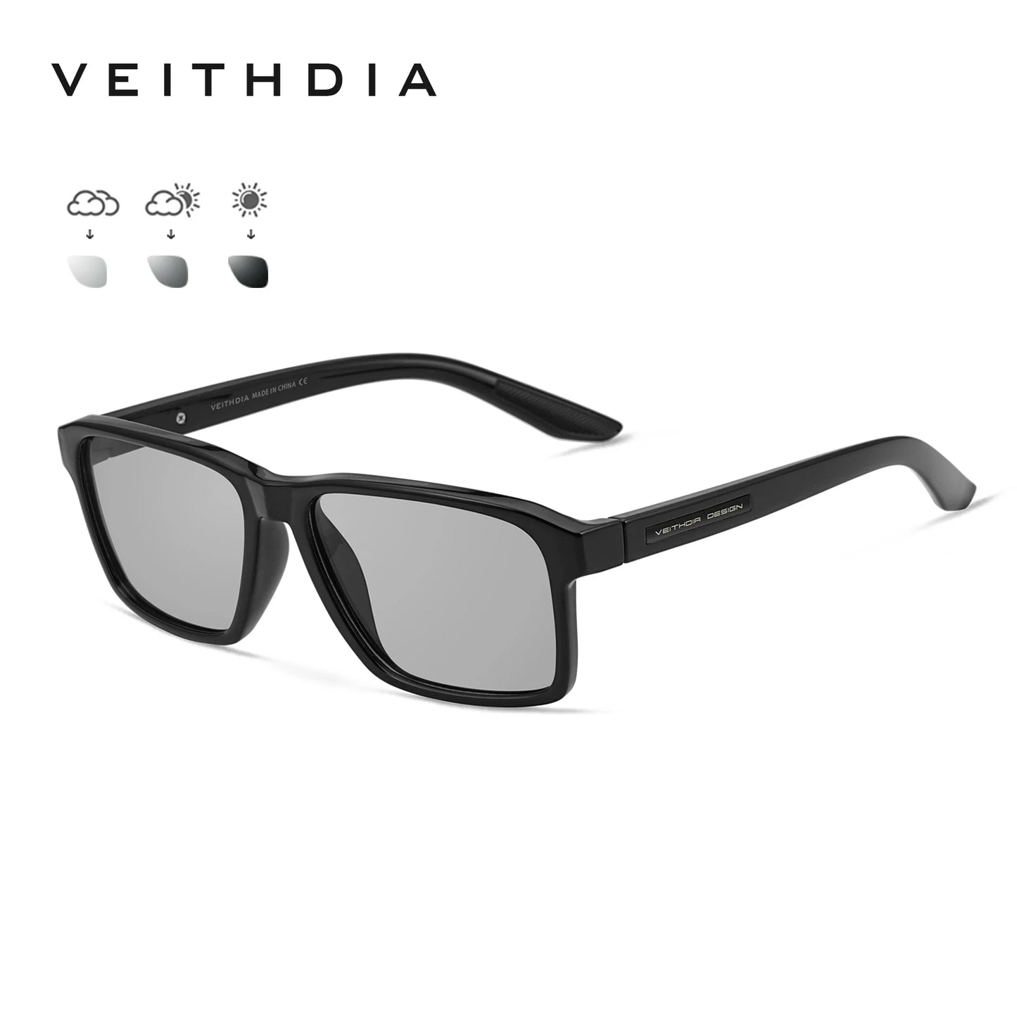 VEITHDIA Polarized UV400 Sunglasses Fashion Photochromic Gradient Mirror Lens Sports Driving Eyeglasses for Men And Women X7919