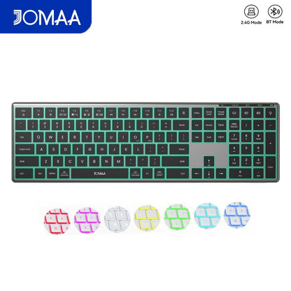 Jomaa Wireless Bluetooth Keyboard Multi-Device Full Size Wireless Backlight Keyboard with Number Pad, for Windows/PC/Laptop/Phone
