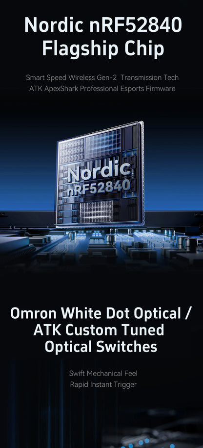 ATK BlazingSky F1 Extreme belaidė žaidimų pelė, PAW3950 Ultra, dviejų režimų, 8000Hz, 35g lengva e. sporto FPS pelė