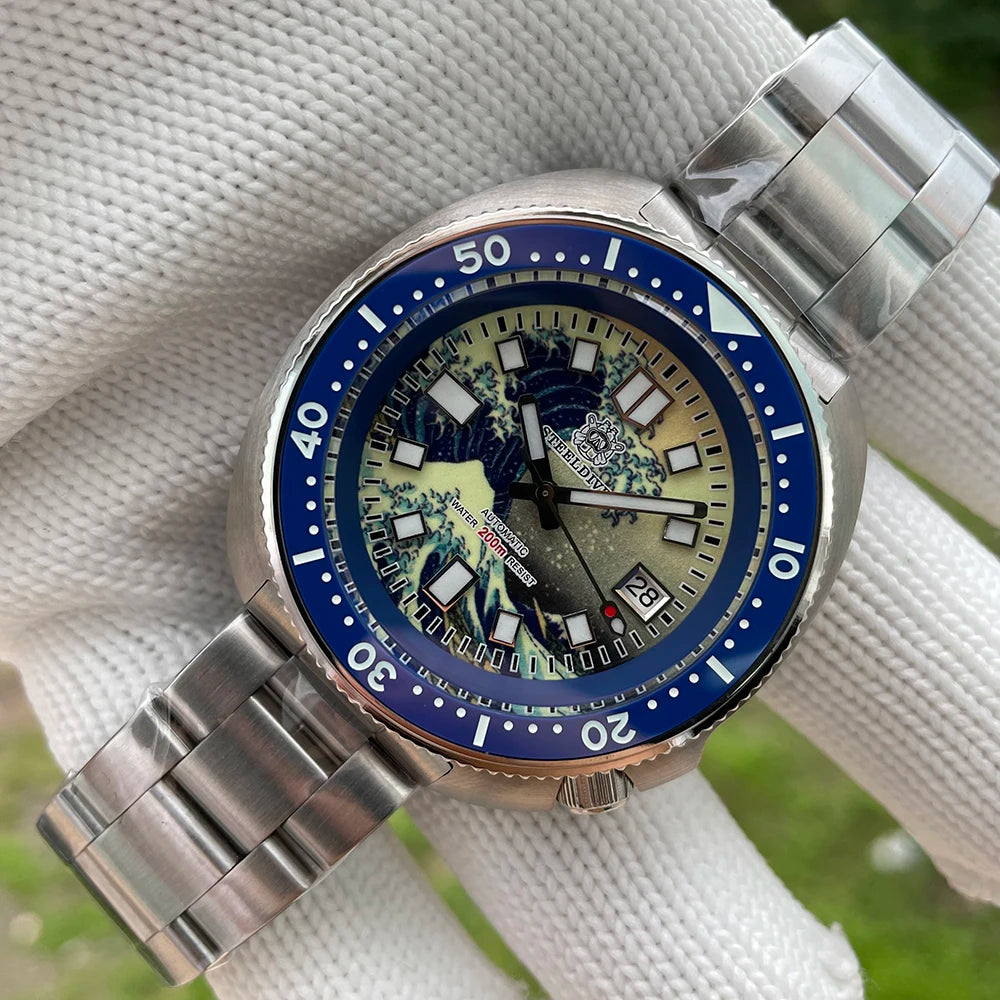 STEELDIVE SD1970J Kanagawa Turtle Full Luminous Dial Ceramic Bezel NH35 Automatic STEELDIVE Official Store Men's Dive Watch
