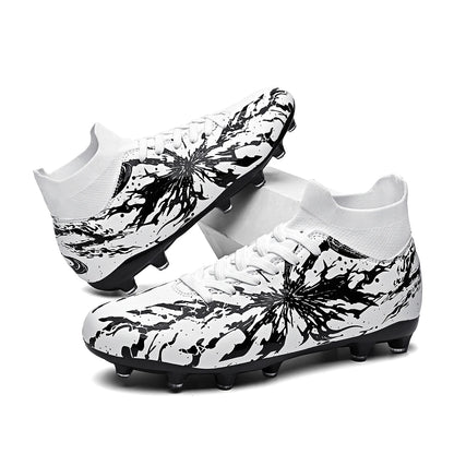 Chaussures de football pour adultes AG FG pour terrain ferme, crampons flexibles en PU à haute traction pour hommes, pour les matchs de football en extérieur et l'entraînement.