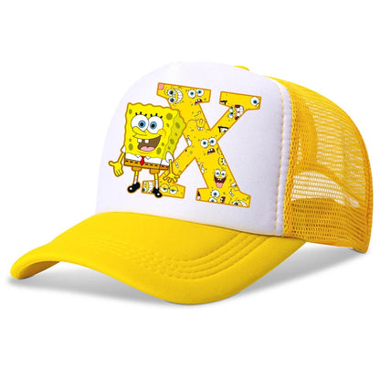 New Spongebob Children Baseball Caps Kawaii Cartoon Letter Printed Hat Kids Casual Sun Hat Adjustable Peaked Cap Birthday Gifts