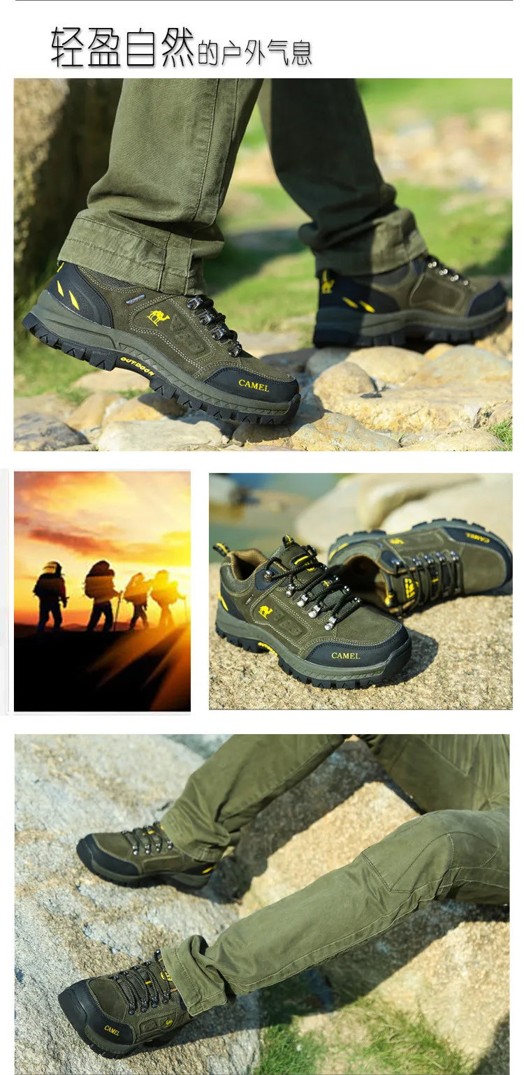 Scarpe da trekking da uomo in pelle scamosciata, sneakers outdoor da trail, scarpe da arrampicata antiscivolo e traspiranti, scarpe sportive da montagna da uomo