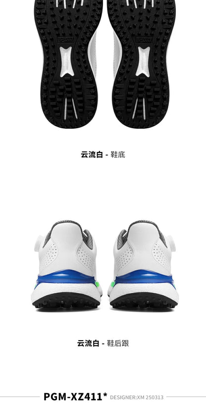 PGM Golf Men’s Sports Sneakers Super Soft Popcorn Midsole Knob Lace Anti-Slip Breathable Golf Shoes