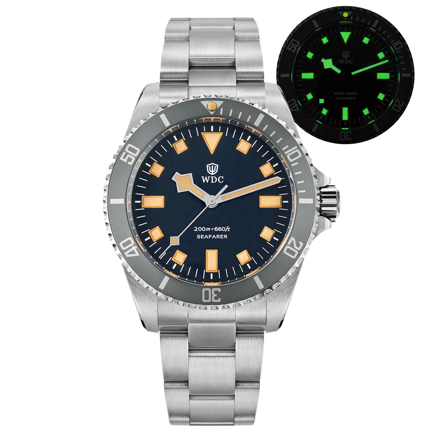 Watchdives WD5513Q 40mm Quartz Diver Watch VH31 Sweep Second Sapphire 200m Waterproof Steel Bracelet BGW9 Lume Mens Watch