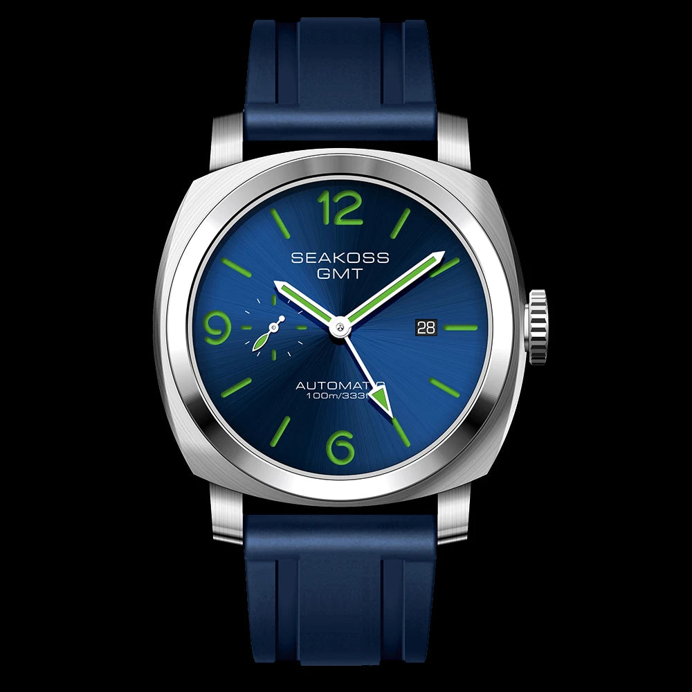 SEAKOSS 100m Diving Men GMT Automatic Mechanical Watches 1963 Clock 2557 Seagull Movement Super Luminous Sapphire Wristwatches