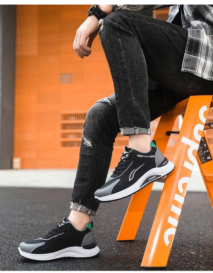 Pantofi sport casual pentru bărbați, stil coreean modern, cu șireturi, confortabili și respirabili, cu talpă groasă, pentru alergare
