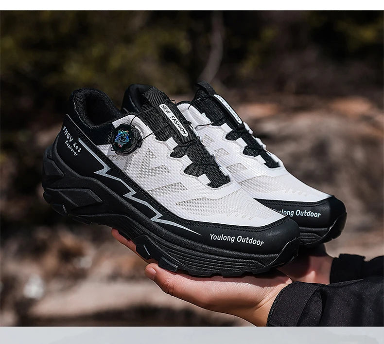 Sneakers til mænd, casual udendørssko, skridsikre, stødabsorberende og alsidige offroad-vandresko med komfortabel, blød sål til løb for mænd
