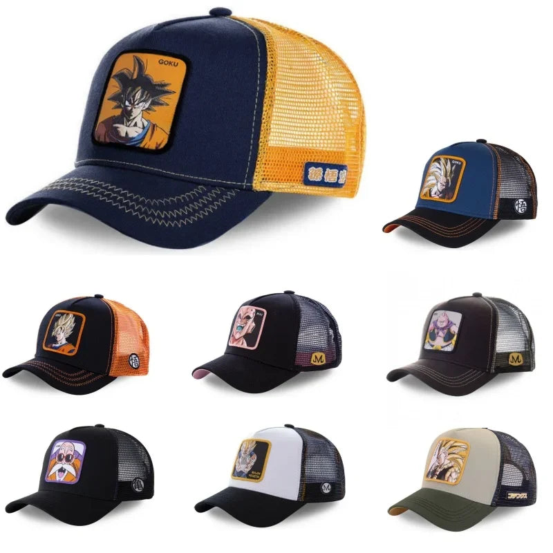 Son Goku Cap Baseball Cap Summer Travel Peaked Cap Men's Embroidery Hip-Hop Sun Visor Adjustable Trucker Mesh Cap