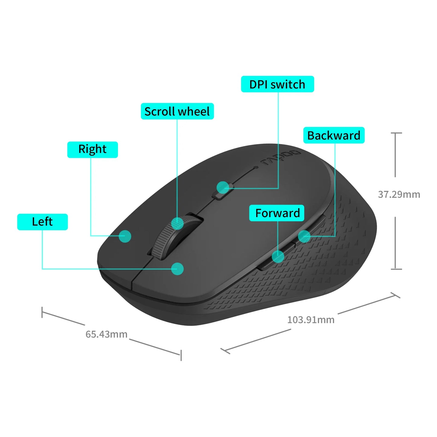 Rapoo M300G Multi-Mode 2.4G Wireless and Bluetooth 4.0/5.0 Mouse 2400DPI Ergonomic Silent Mouse for Computer PC Laptop