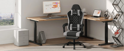 WOLTU Massage Gaming Chair Ergonomic Swivel Computer Chair with Pillow & Footrest Adjustable Headrest Lumbar Support Gamer Chair
