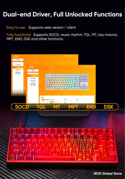 IROK MG75 V2 MG75V2 Aluminum Magnetic Gaming Mechanical Keyboard Rapid Trigger 0.07ms 8KHz 0.001mm 512K Scan rate Gamer Keyboard