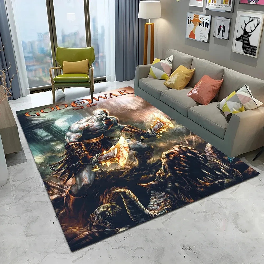 3D God of War Games Carpet Home Living Room Bedroom Sofa Doormat Decor Kids Play Area Rug Non-slip Mechanical Washable Floor Mat