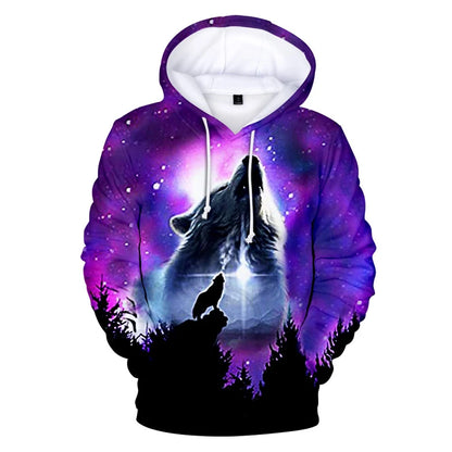 Cool Space Galaxy Wolf Hoodie Hoodies Men Bright Wolf Fashion Handsome Wolf Hoddies Spring Autumn Pullovers Sweatshirts Sweat