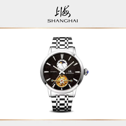 Shanghai Watch Flywheel Men's Watches Calendar Starlight Dial Automatic Mechanical Wristwatch 316L Stainless Steel Clock S8609