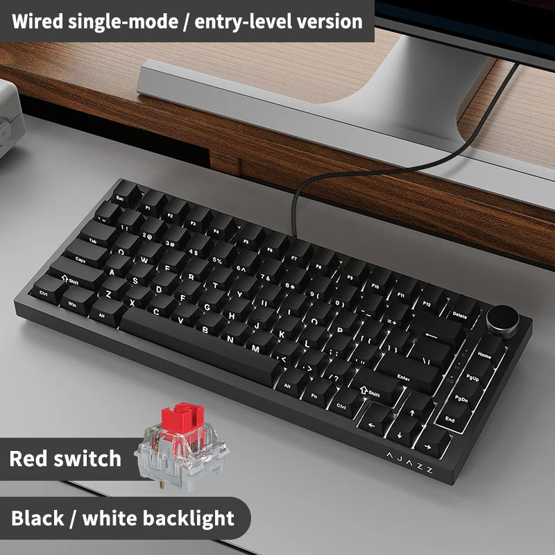 Ajazz AK820 /AK820PRO Gaming Mechanical Keyboard 82 Keys Wired Bluetooth 2.4GHz Wireless Gamer Keyboard Custom Gasket for Laptop