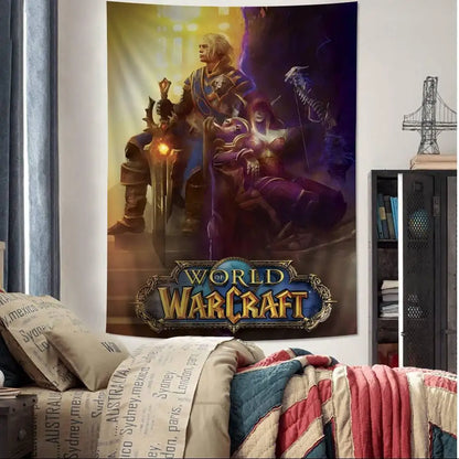 Priljubljena igra World of Warcraft, velika stenska tapiserija s potiskom, poceni hipijevska stenska dekoracija, boemske stenske tapiserije, mandala, dekoracija za dom