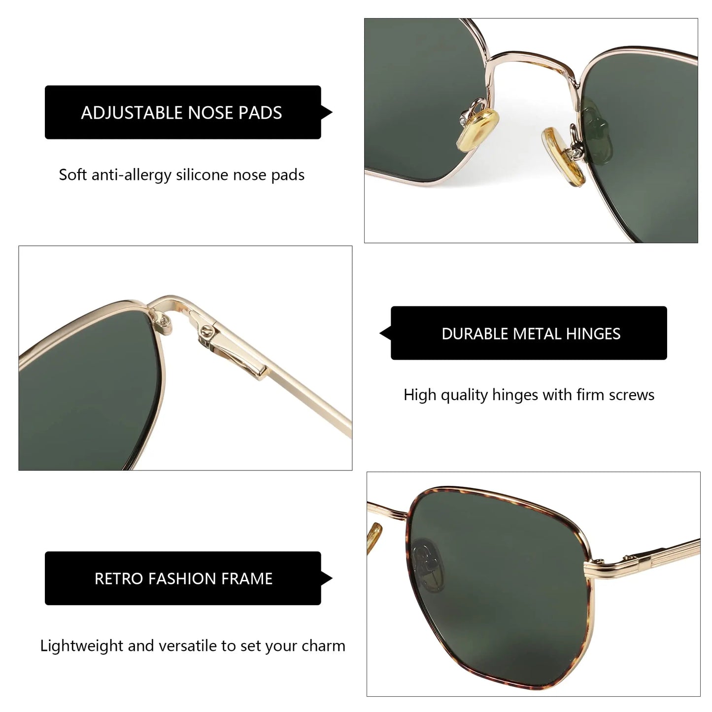 ZENOTTIC Fashion Hexagon Polarized Retro Sunglasses for Men Women-Vintage Metal Frame Design UV Protection Trendy Fashion Shades